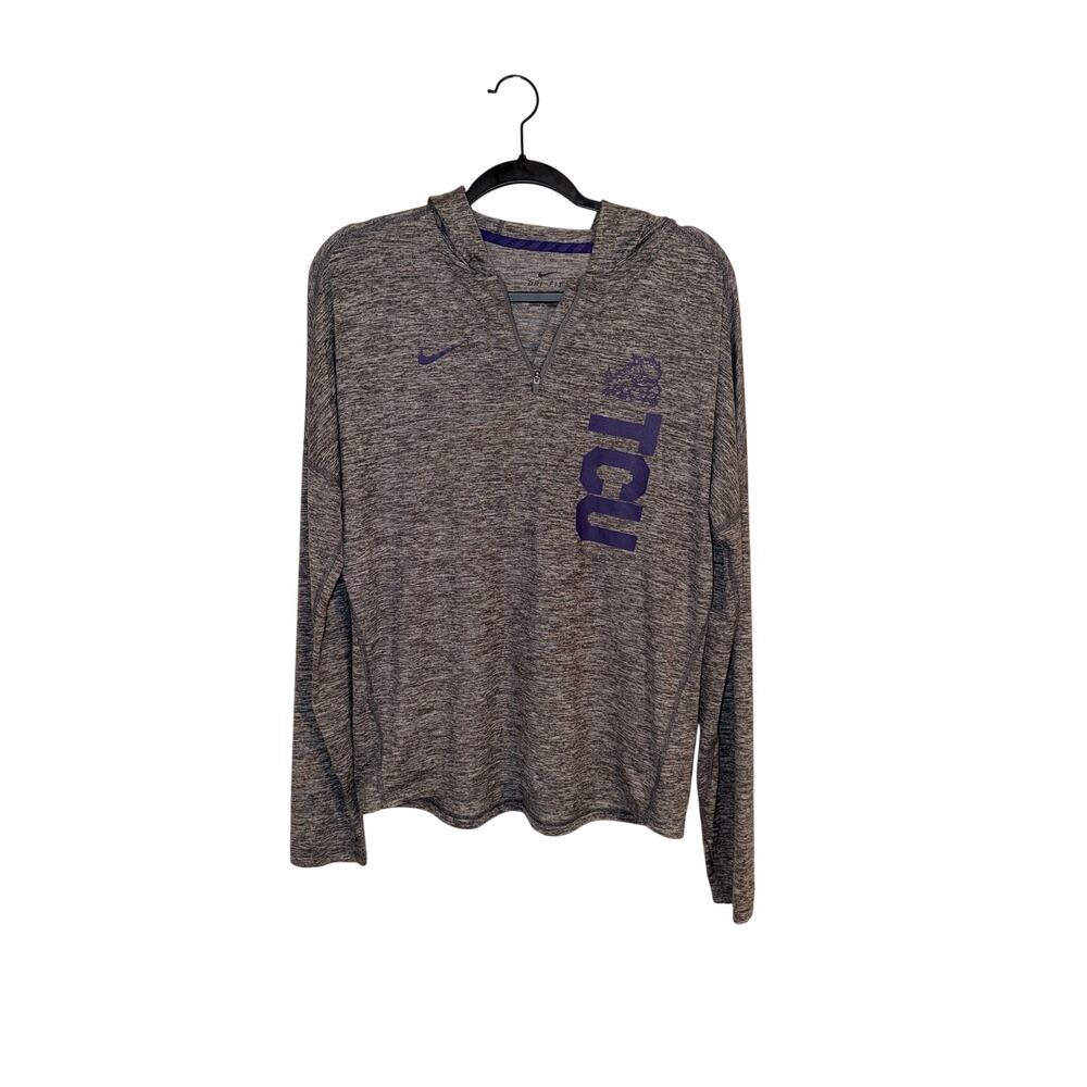 Nike Dri-FIT TCU Horned Frogs Women’s Medium Gray 1/4 Zip Hooded Pullover